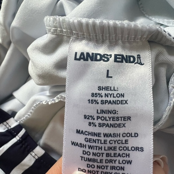 NWOT Land’s End Women’s L Striped Navy and White One-Piece Swimsuit - Picture 4 of 4